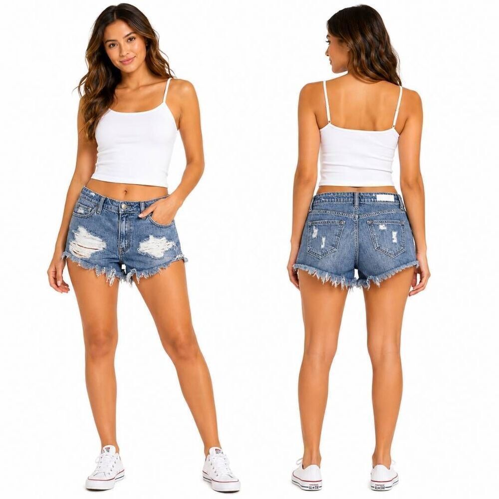 Cello Distressed Denim Cutoff Shorts Womens S
